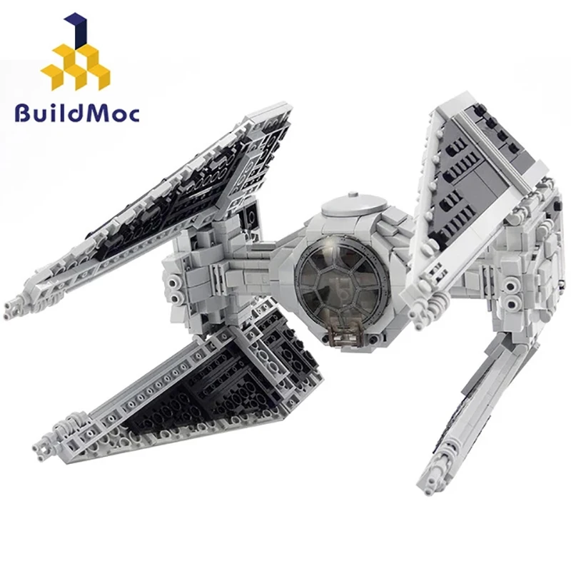 BuildMOC Star Movie Series Warship Millennium spaceship TIE Interceptor Fighter Model Building Blocks Toys for Children Gift | Игрушки и