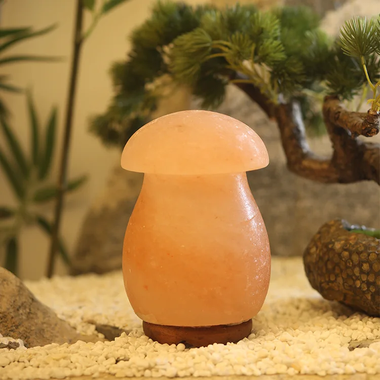 Натуральная настольная лампа из соляного камня с минеральными кристаллами для