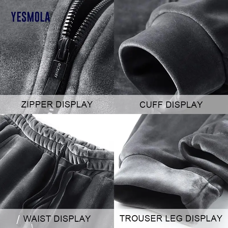 YESMOLA 2021 мужской зимний плюшевый утепленный костюм для отдыха 2 предмета