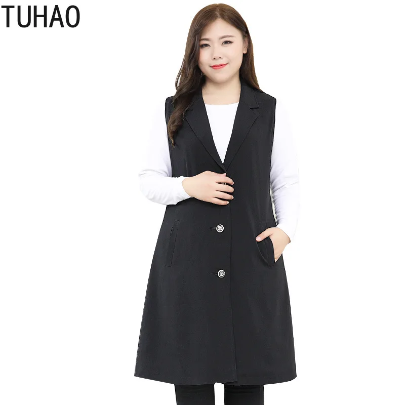 

TUHAO OL Womens Vest Plus Size 10XL 9XL 8XL Autumn Winter Large Size Women's Long Sleeveless Vest Jacket Coat Office Lady