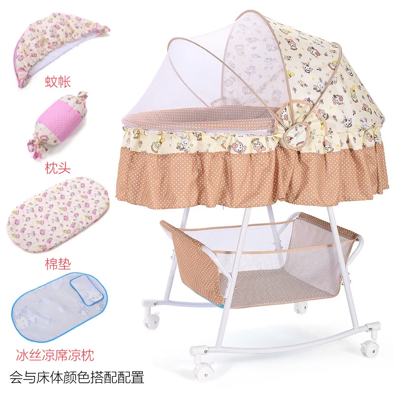 Baby Cribs newborn bed shake shaker with mosquito net multi-function with roller sleeping basket bassinet   baby nest