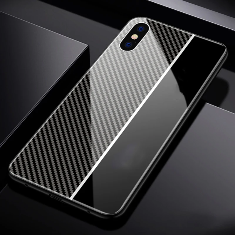 006 Чехол из закаленного стекла 9H для iPhone 11, 7, 8, 6 S, x, xr, xsmax, чехол для телефона с узором из углеродного волокна, подходит для iPhone11promax, 7 p, чехол для телефона - Цвет: 006