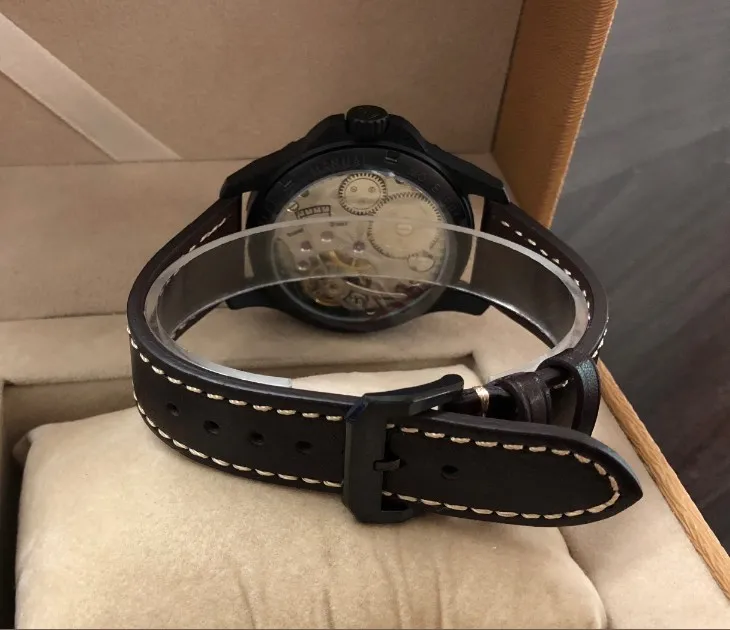 Мужские механические наручные часы PARNIS 6498 с черным циферблатом 45 мм | Наручные