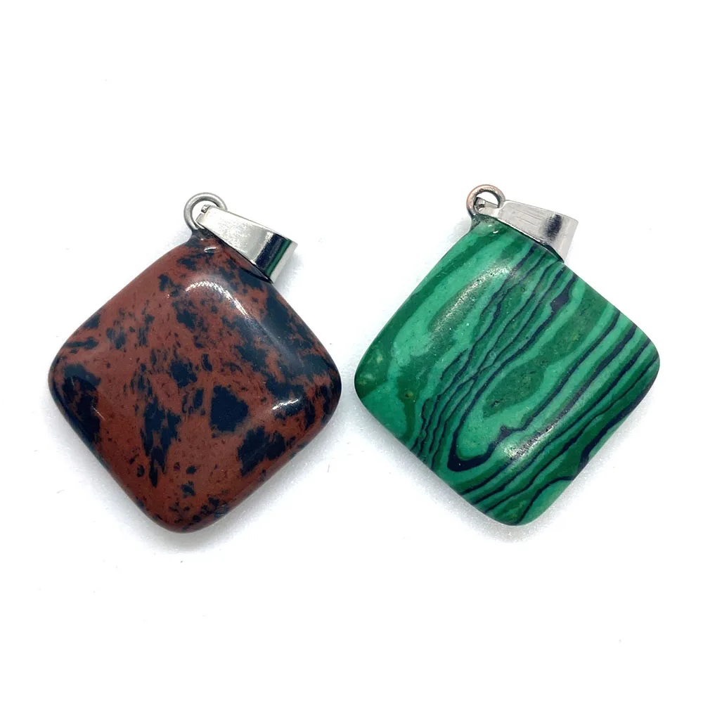 

5pcs Natural Stone Pendants In Stock Diamond Shape for DIY Jewelry Making Necklace Pendants Bracelet Earrings Size 24x27mm