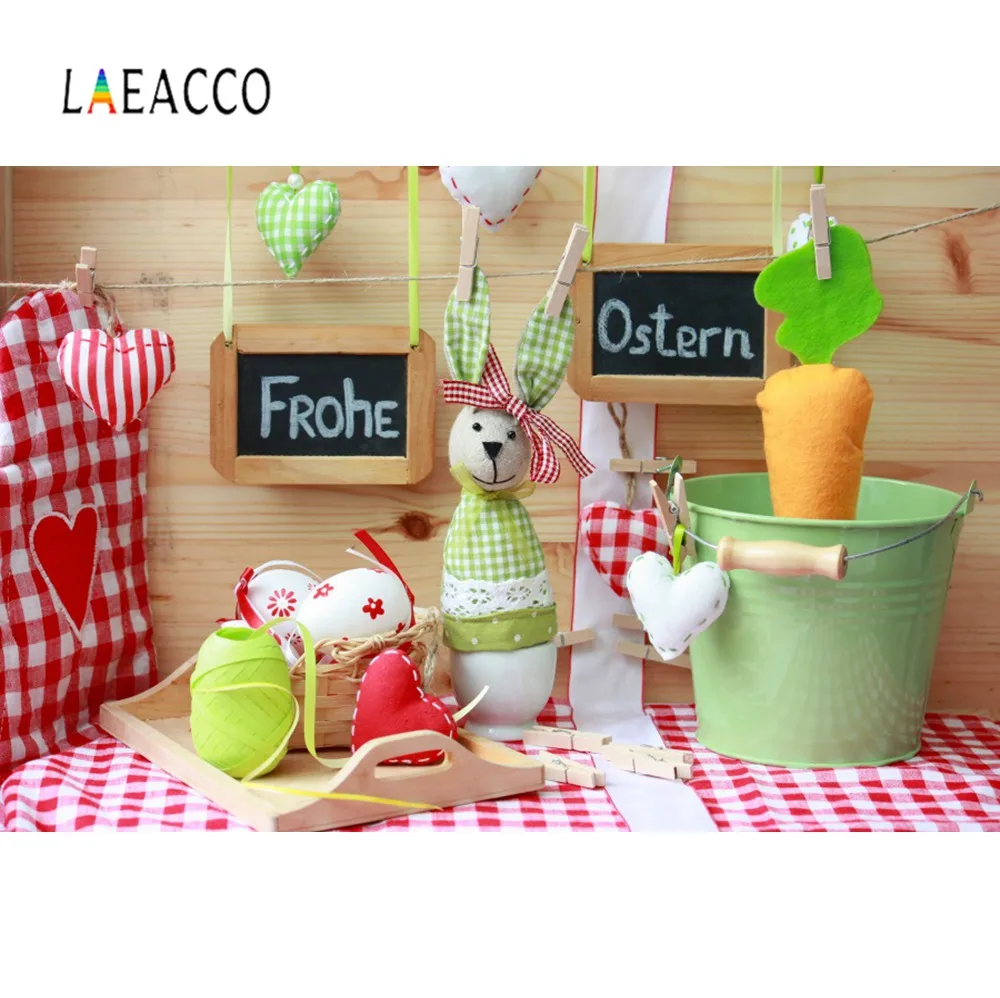 Laeacco Frohe Ostern счастливый Пасхальный день яйца кролик любовь сердце деревянная