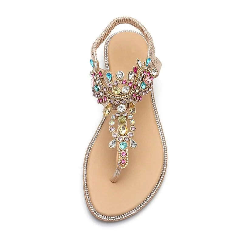 

Shoes Woman Sandals Flat Womens Colored Diamond Casual Flip Flops Low Heels Sandals Bohemian Beach Shoes