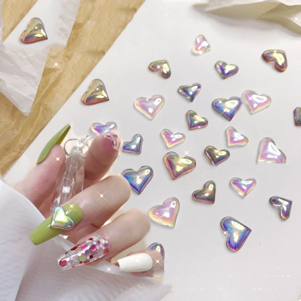 

6 Piece Of Aurora Love Shining Nail Rhinestone ornaments 3D Charm Fashion Nail Art Decoration Manicure Accessories