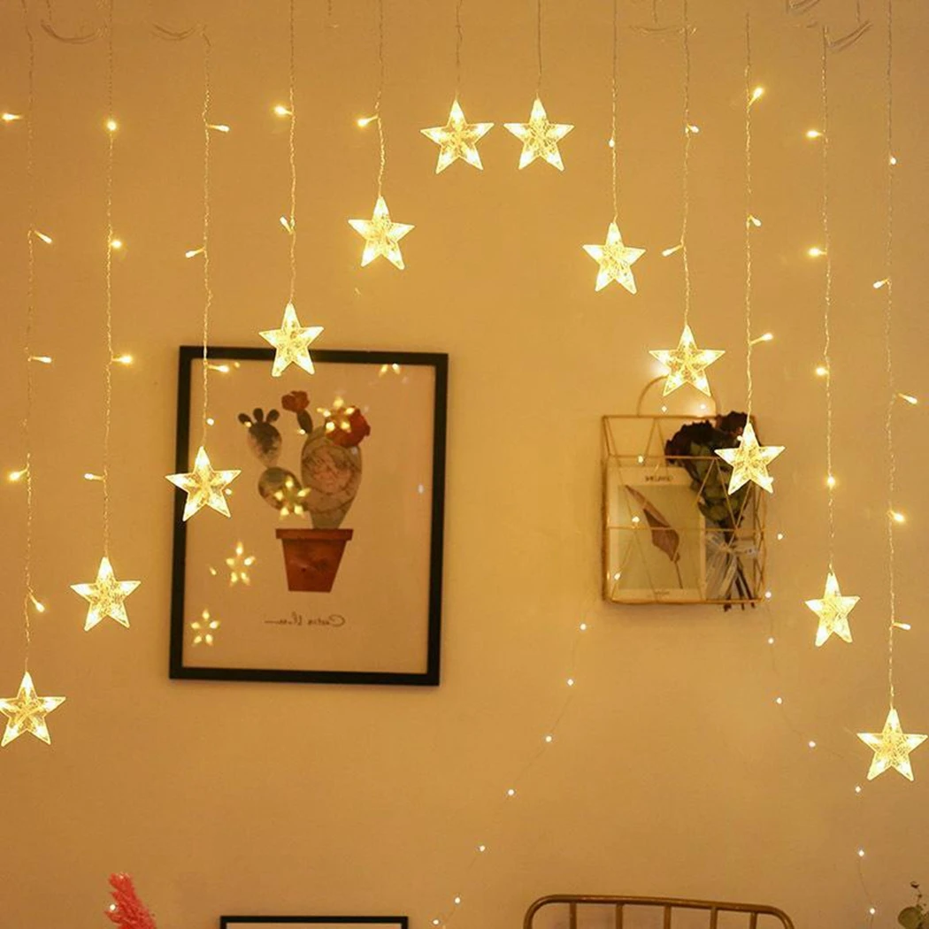 

2021 Curtain String Light Christmas String Light LED 11.5ft Fashion Star Curtain Light Window Fairy Light Party Room Decoration