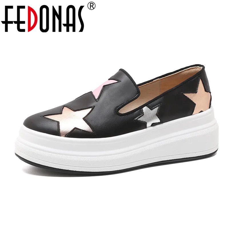 Женские лоферы без застежки FEDONAS белые туфли из натуральной кожи на плоской