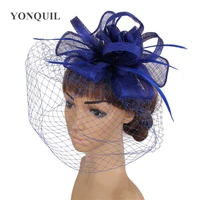 charming multiple color sinamay party fascinators headwear bridal veils cocktail headpiece church hair accessories hat myq020