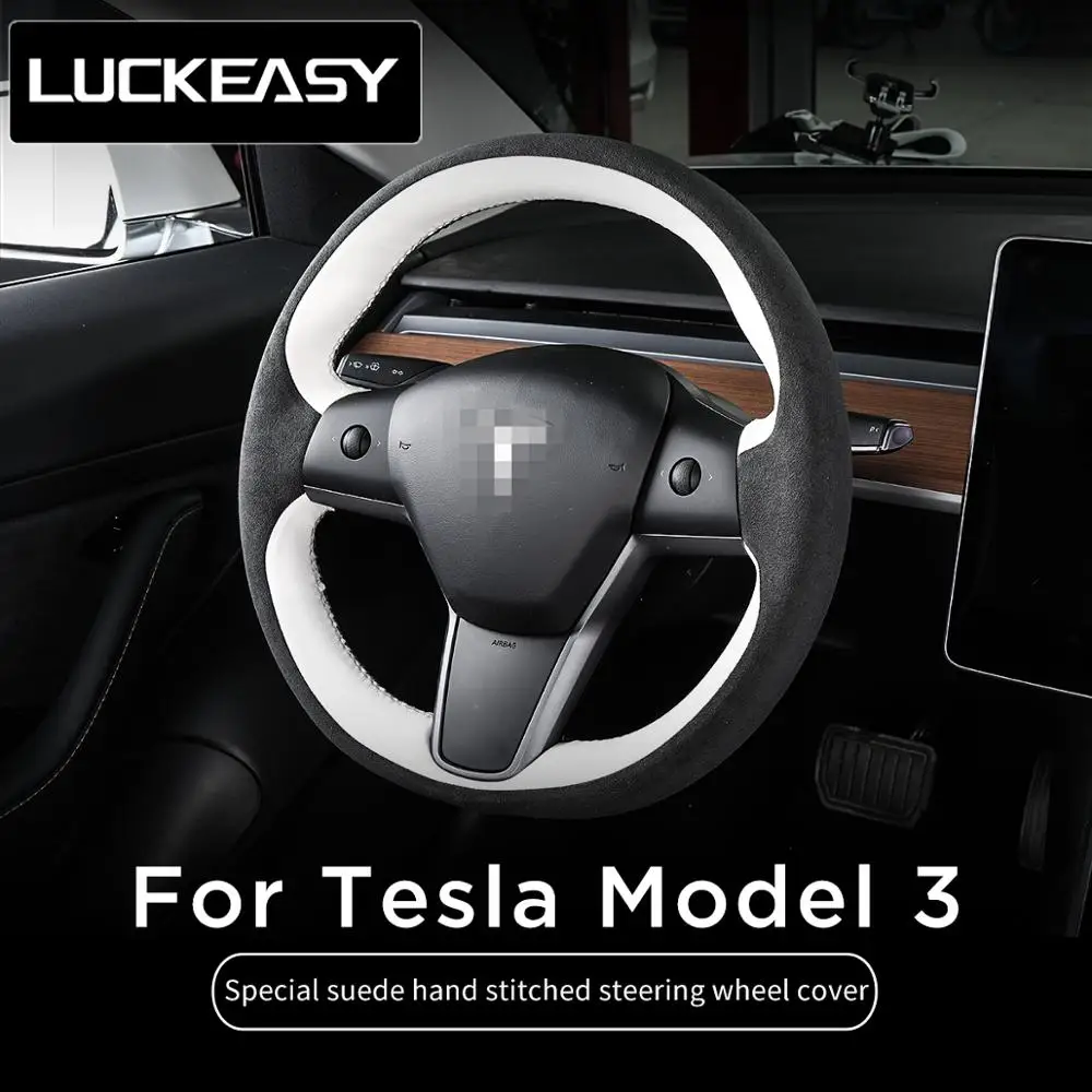Модификация интерьера автомобиля LUCKEASY для Tesla Model 3 кожаная импортная | Чехлы на руль -4001268320633
