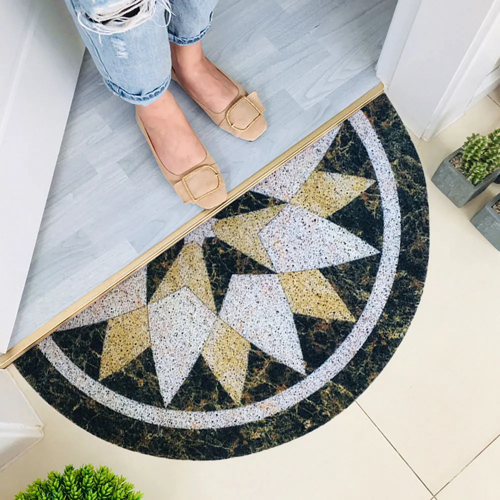 Полукруглый уличный коврик черный Впитывающий Коврик с мраморным узором