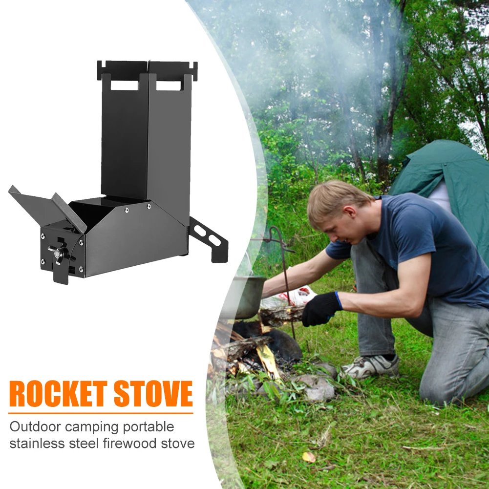

Outdoor Camp Stainless Steel Wood Stoves Hiking Rocket Stove Backpacking Picnic Camping Portable Outdoor Elements