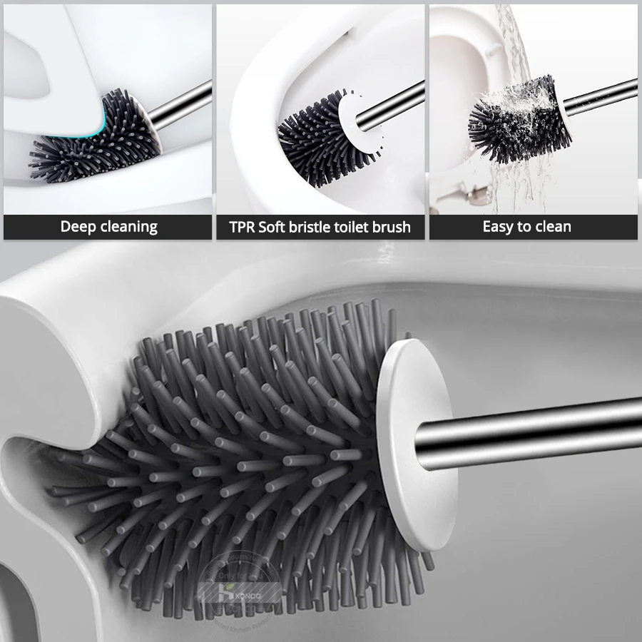 Резиновая щетка для туалета Konco с держателем чистящая бытовой очиститель пола