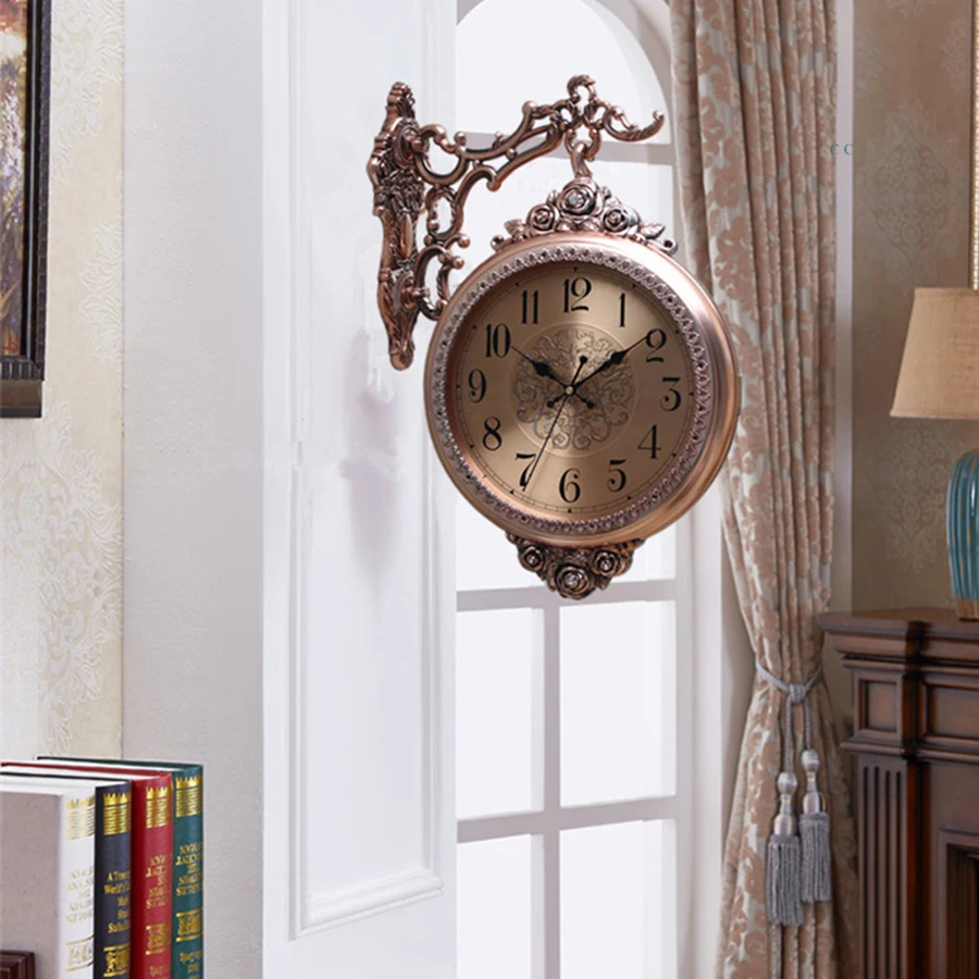 Европейские винтажные бесшумные настенные часы большие простые для украшения