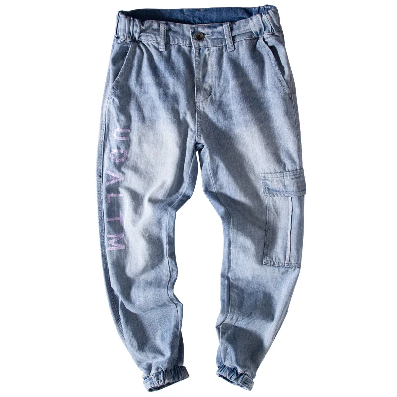 

Extra XL Plus Size Men Clothing Loose Men's Pants Fashion Japanese Style Harlan Embroidery Tooling Leg Shaping Hip Hop Jeans