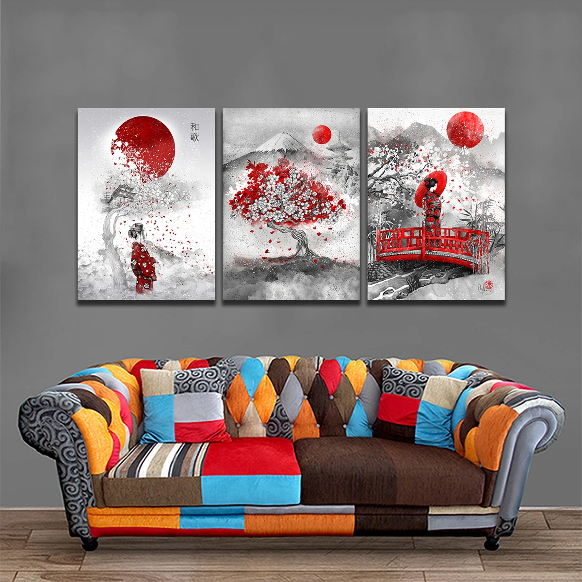 

No Frame Canvas Painting Japanese Cherry Blossom Art Poster and Print Wall Art Picture for Living Room Home Decoration