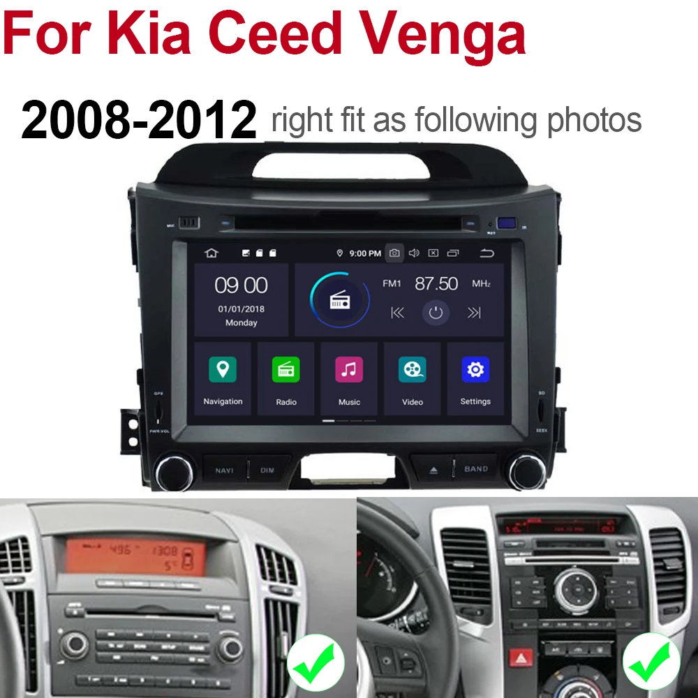 2din Android 9 0 Восьмиядерный 4 Гб RAM автомобильный DVD для Kia Ceed Venga 2008 ~ 2012 GPS Радио BT Navi
