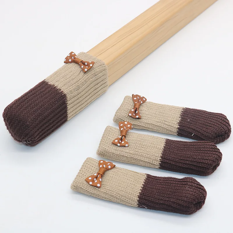 4 шт. вязаные шерстяные носки чехлы на ножки стула Нескользящие мебельные
