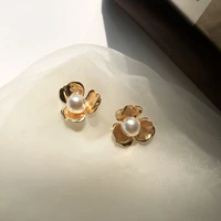 bilandi 925%c2%a0silver%c2%a0needle trendy jewelry simulated pearl earrings metal alloy elegant flower earrings for girl