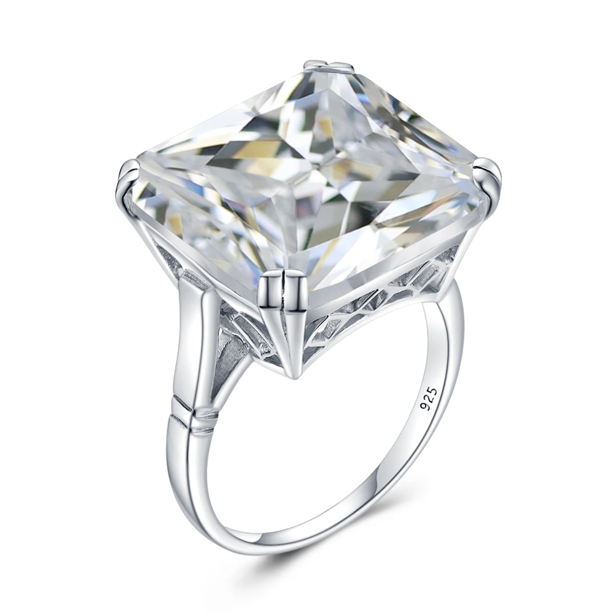 

Szjinao AAA+ Cubic Zirconia Ring For Women Real 925 Sterling Silver Punk Rings Gemstones Square Shape Wedding Jewellery Fashion