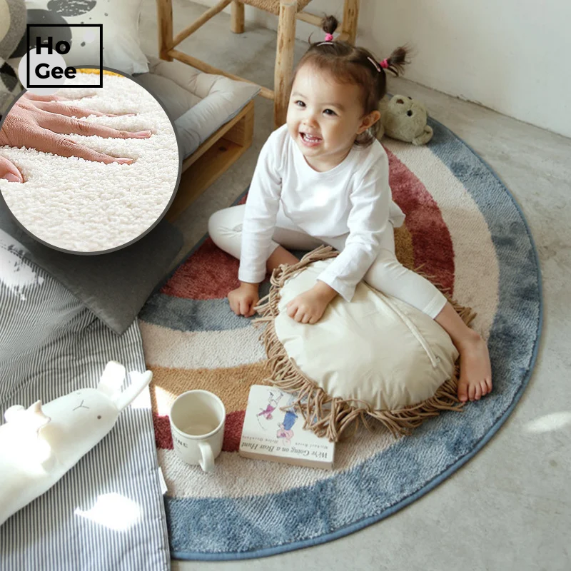 

Kids Carpet For Living Room Modern Plush Entrance Door Mat Furry Bath Mat For Children Rainbow Fluffy Carpet Semicircle Rugs
