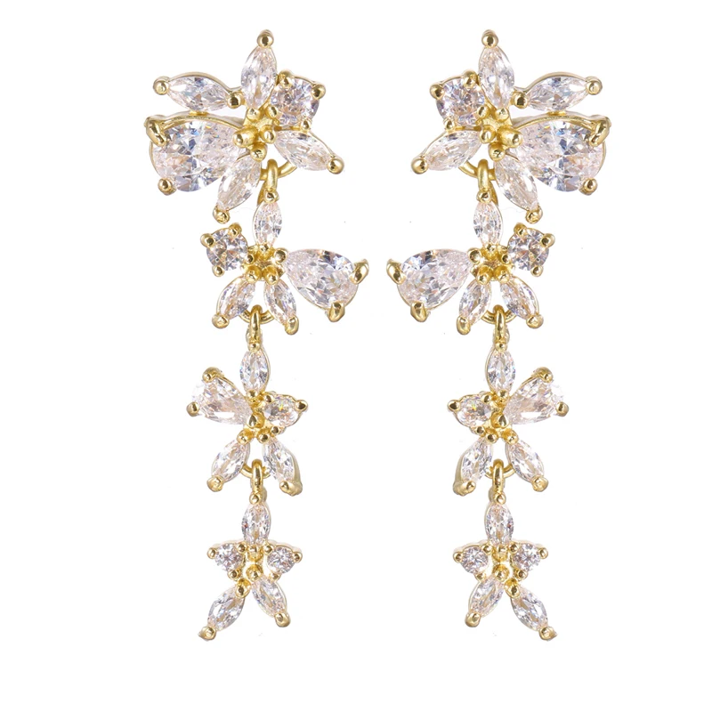 

Bettyue New Trendy Vivid Flower Appearance Design Earring Bridal Engagement Party Fashion Statement Zirconia Shiny Jewelry