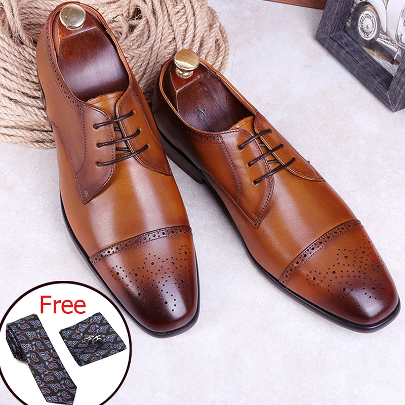 Мужские броги из натуральной коровьей кожи Свадебные деловые мужские