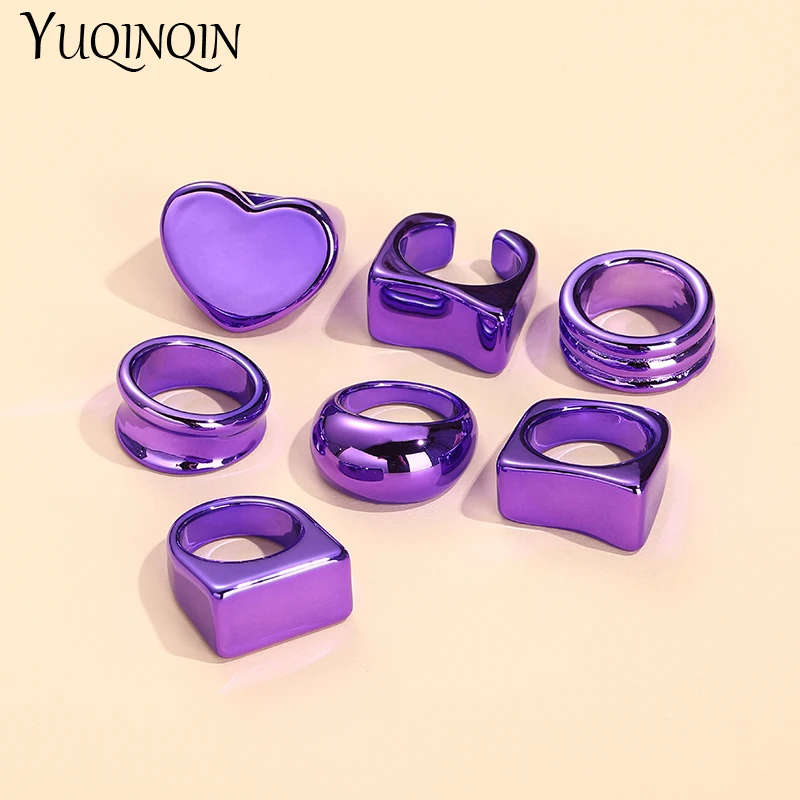 Женский набор колец с большим сердцем модные кольца из акриловой смолы в стиле