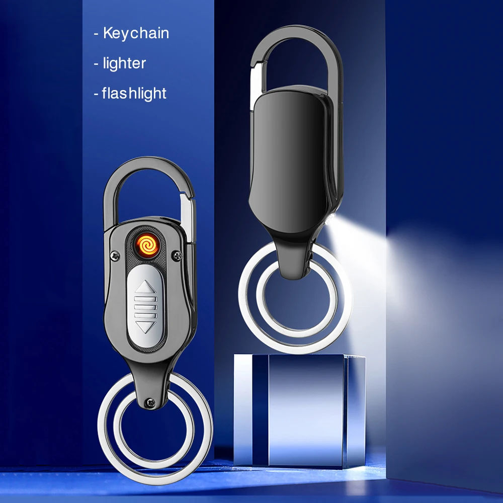 

Creative Keychain Pendant Charging Cigarette Lighter Three-in-One Electronic Lighter Gift Metal Lighter