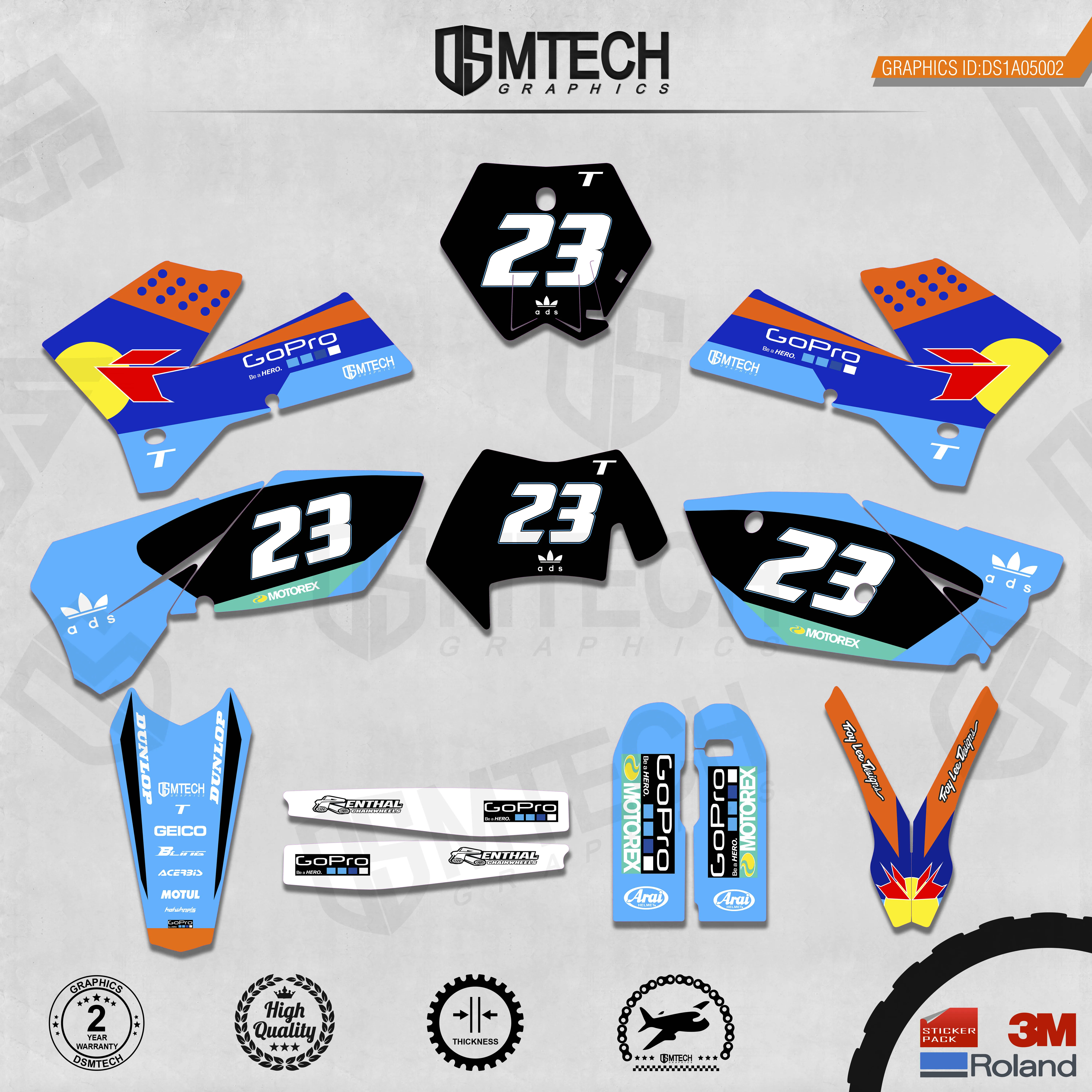 DSMTECH Customized Team Graphics Backgrounds Decals 3M Custom Stickers For 05-06SXF 06-07XCF 05-07EXC 06-07XCW  002