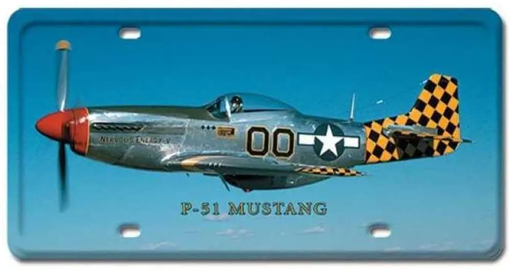 

Losea P-51 Mustang License Plate Metal Tin Sign Wall Art Decor for Living Room Vintage Art Coffee Bar Signs Home Decor Gifts