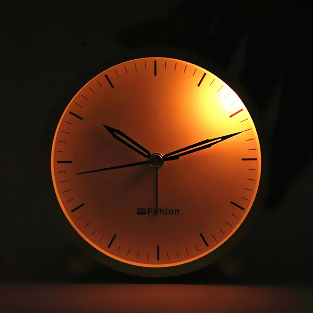 Круглый металлический корпус будильник простой ночсветильник бесшумные