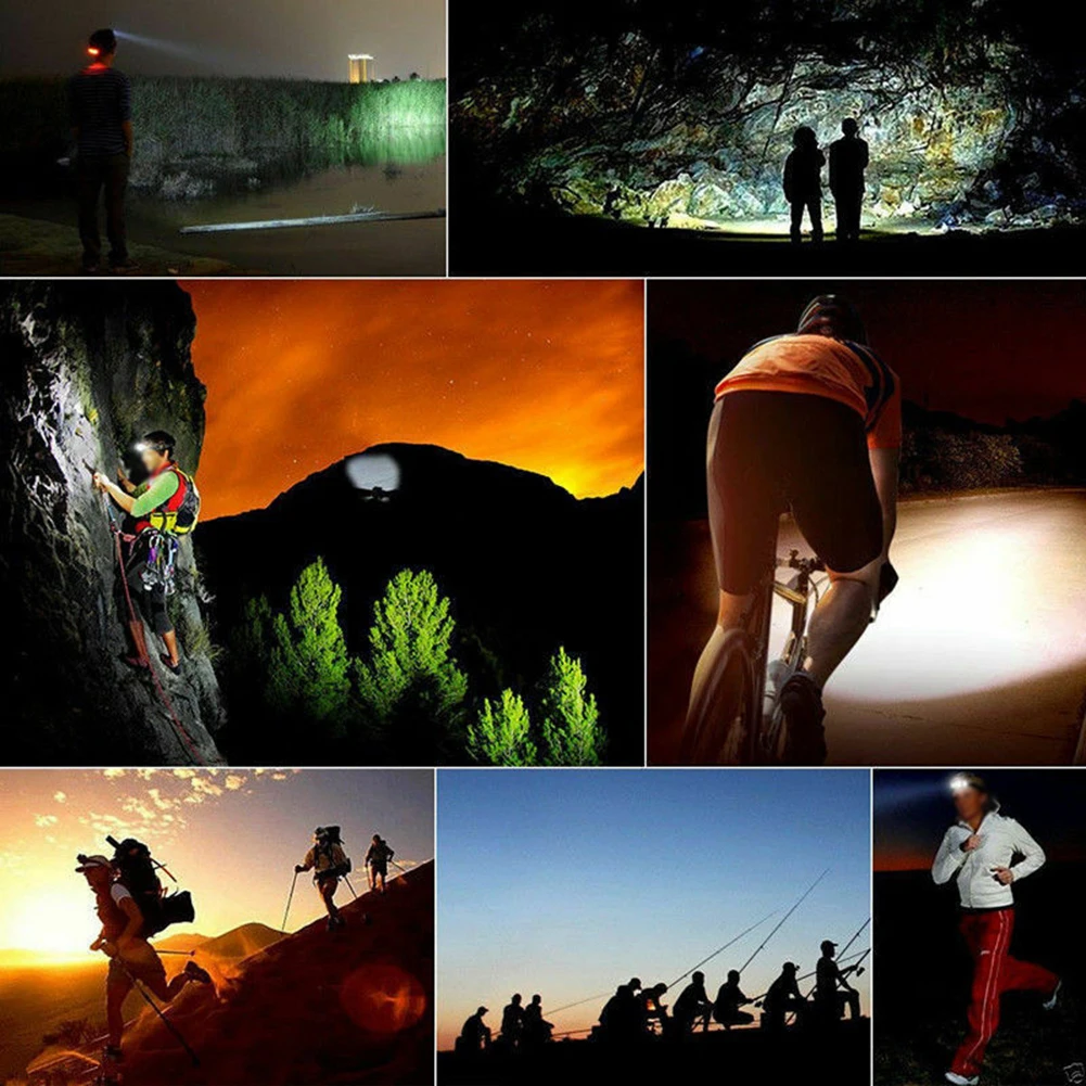 

3 switch Mode Headlamp Bright Adjustable LED Headlight Flashlight Torch