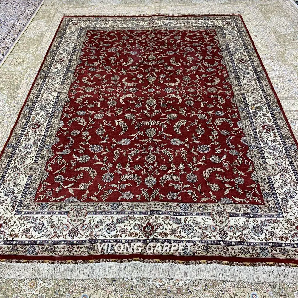 Красные персидские шелковые коврики Yilong 6 'x 9' винтажные восточные