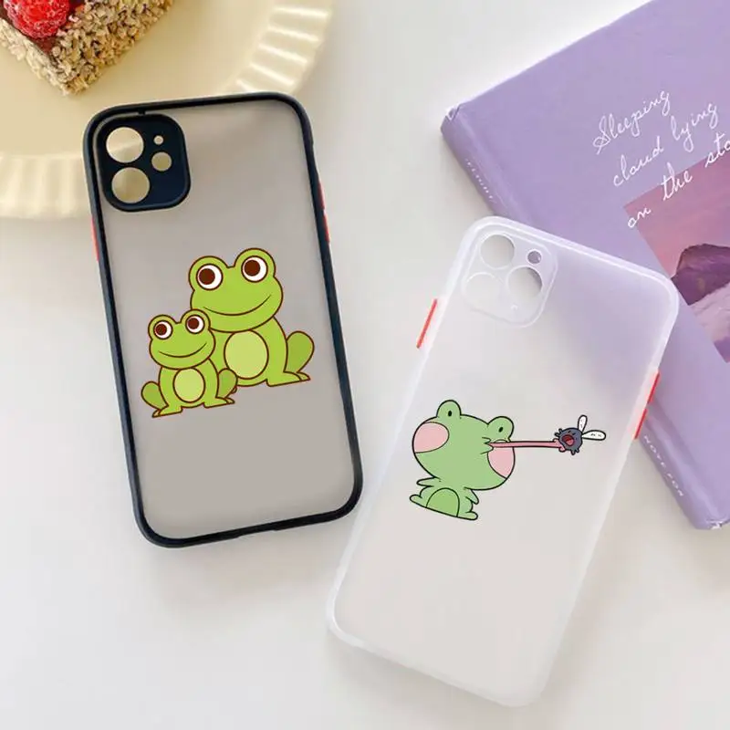 

Cute frog cartoon funny animal Phone Case matte transparent For iphone 7 8 11 12 13 plus mini x xs xr pro max cover