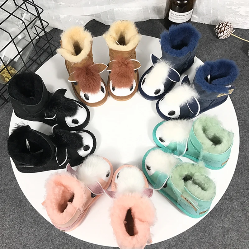 Dolakids симпатичная детская обувь для мальчиков и девочек с овечьим мехом