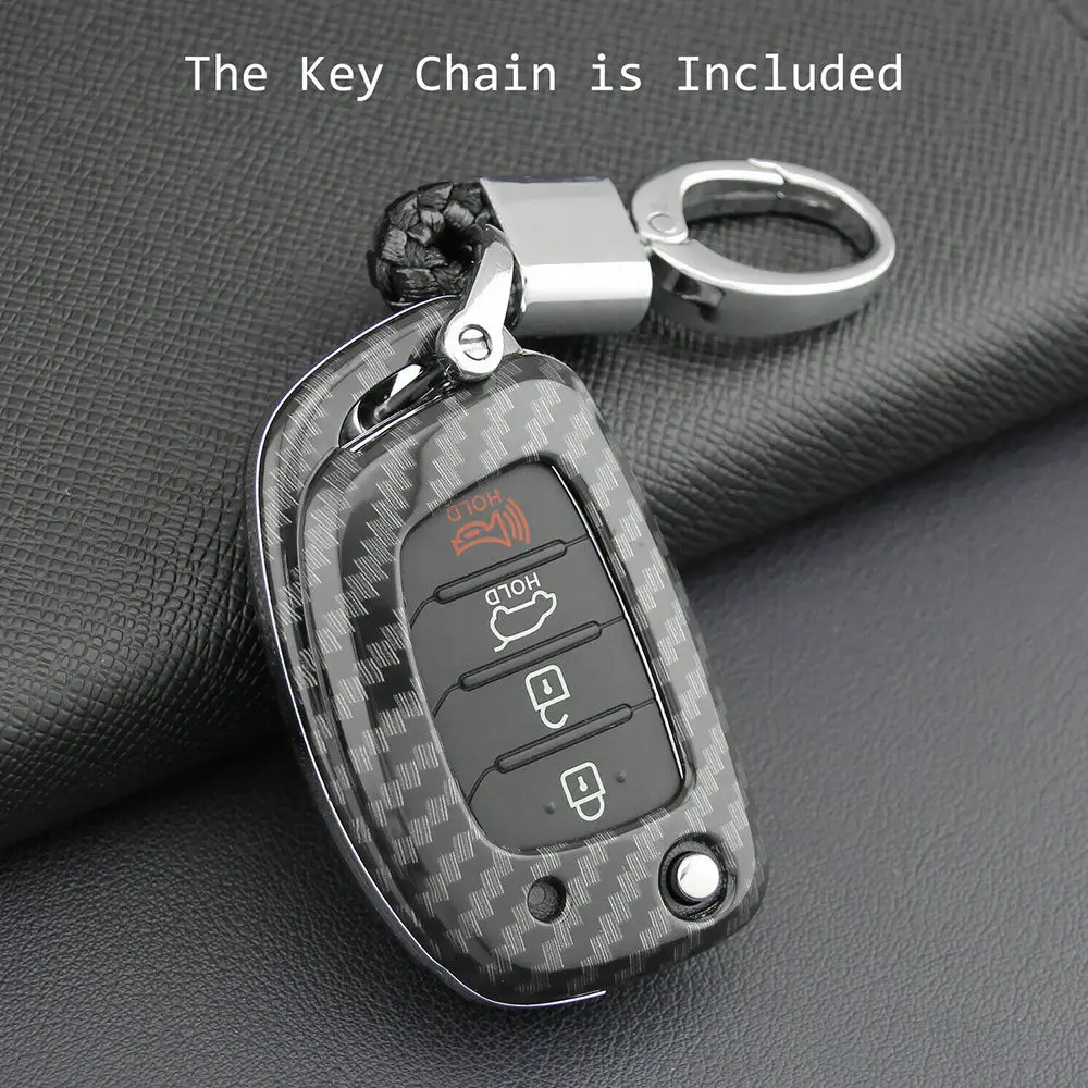 Чехол для автомобильного ключа из углеродного волокна с имитацией флип-ключа
