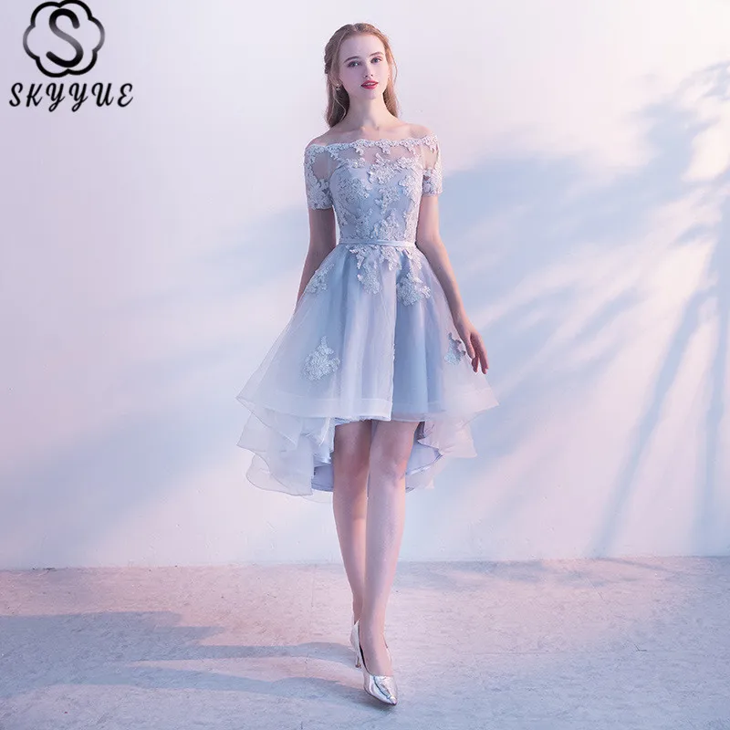 Skyyue выпускное платье es с открытыми плечами кружевное однотонное сексуальное для