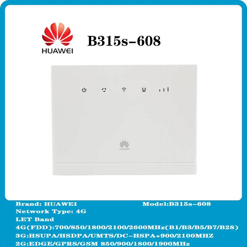 

Разблокированный новый huawei маршрутизатор Wi-Fi B315 B315s-608 CPE 150 Мбит/с 4 аппарат не привязан к оператору сотовой связи FDD аппарат, который не привя...