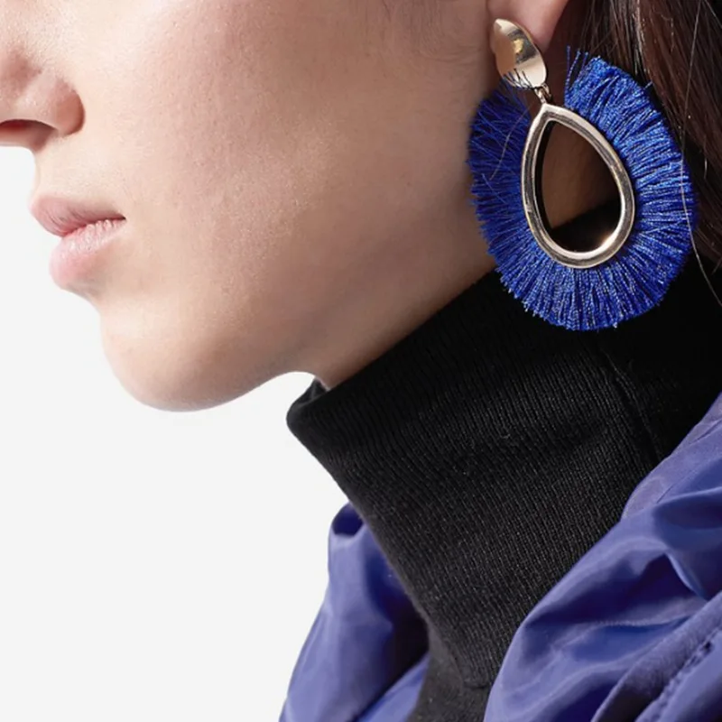 

Pass Hot Style In Europe And The Cross-Border Earrings Jewelry Fashion People Temperament Of Female Fan Tassel Earrings