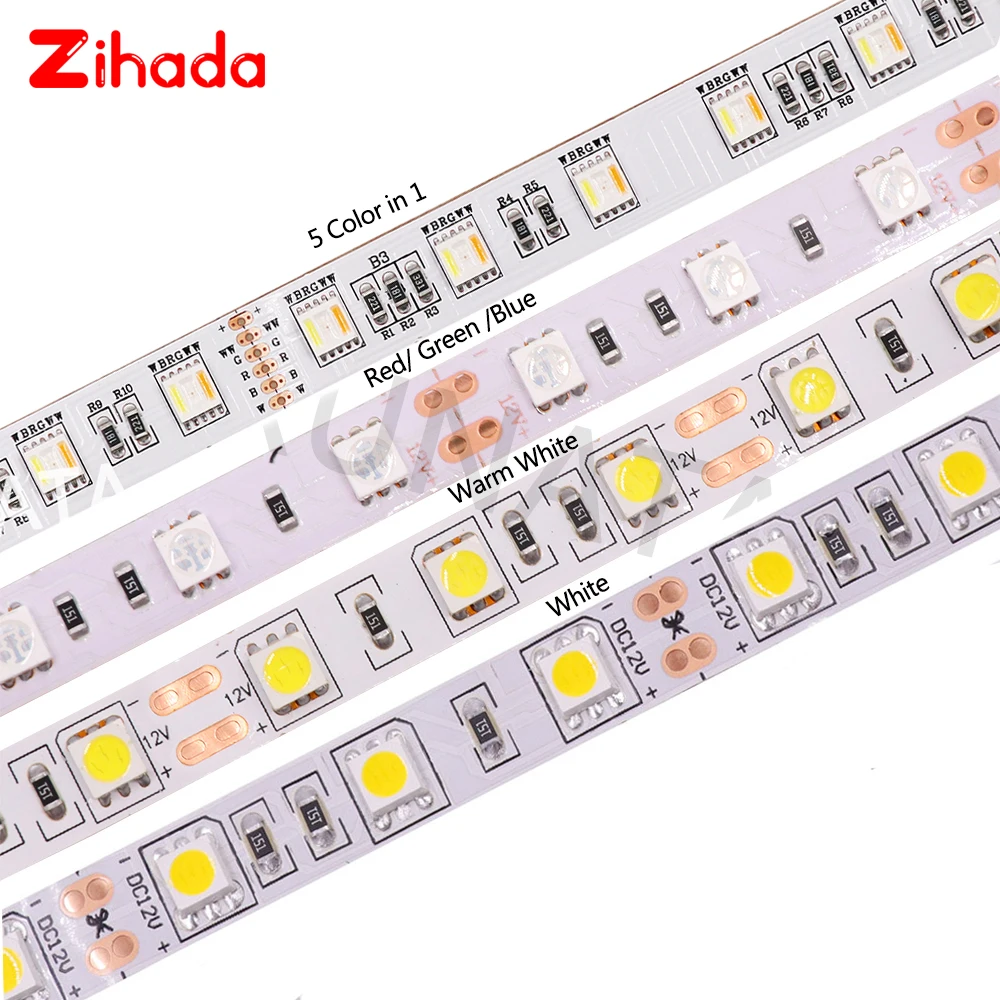 5M Светодиодные ленты RGB/RGBW RGBCCT гибкая светодиодная лента светильник SMD 5050 12В