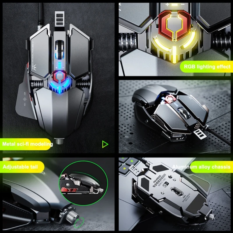 

Adjustable Wired Gaming Mouse USB Computer Mice Retractable Macro-Definition Mice for PC Computer Gaming