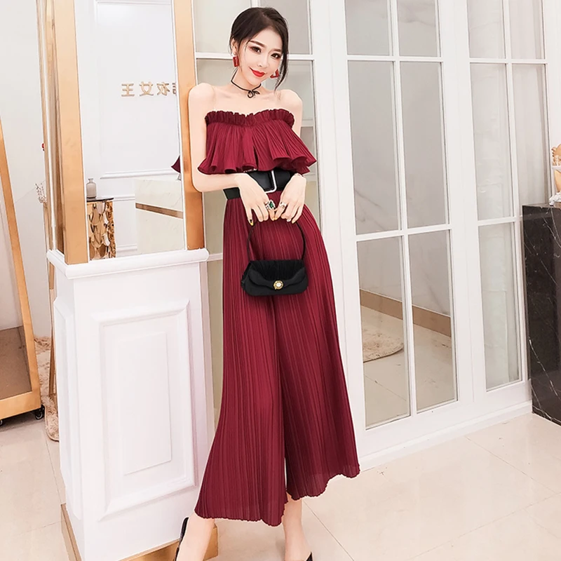 

Женский Повседневный комбинезон с рюшами и поясом, черные комбинезоны с воротником-лодочкой, коротким рукавом, высокой талией и открытыми п...