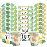 jungle animal party disposable tableware set wild one 1st birthday party decor baby shower forest safari theme party supplies