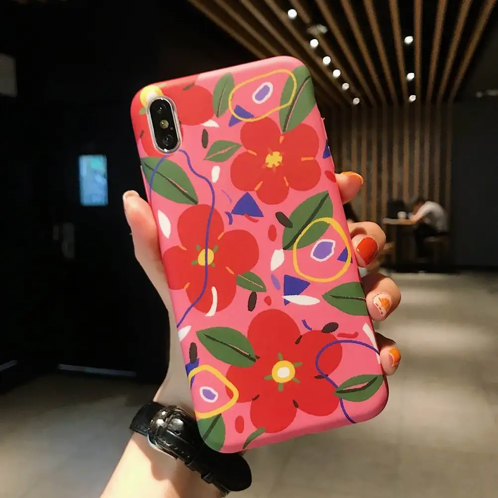 Ins Nordic Красочные цветы для IPhone Xs/ Max/ Xr женский мобильный телефон случае платье с