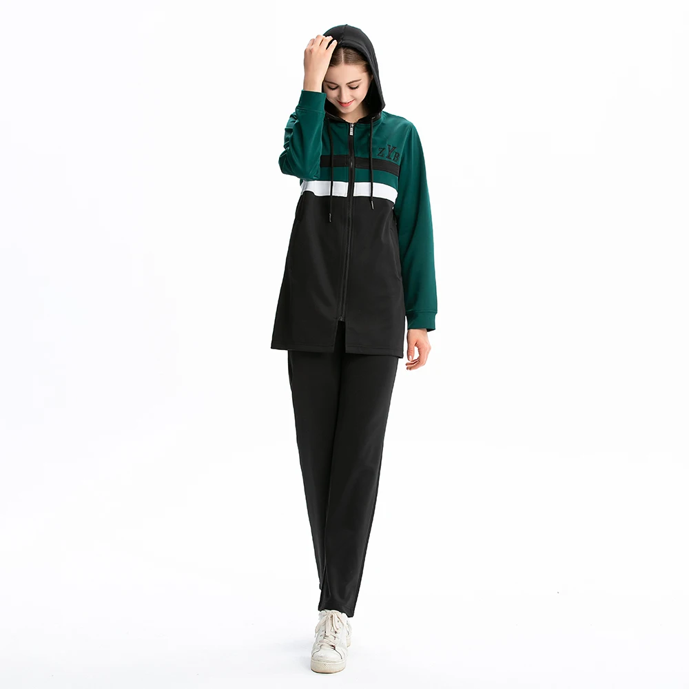 Muslim Women's Tracksuits Hijab Women Islamic Long Sleeve Casual Hoodie Top Pants Jumpsuit Modest Jogging Homme Sport Wear Femme