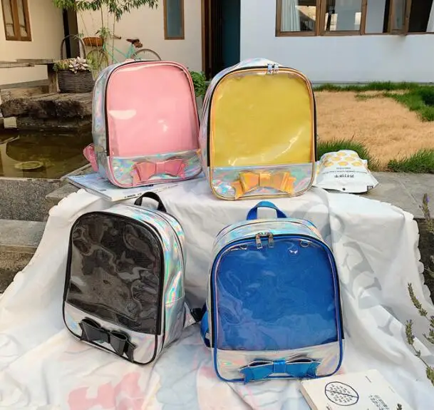 Новый прозрачный лазерный лакированный кожаный модный рюкзак из искусственной