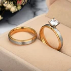 Кольцо обручальное из нержавеющей стали для мужчин и женщин, простое обручальное кольцо золотистого цвета, кольцо альянса для пар