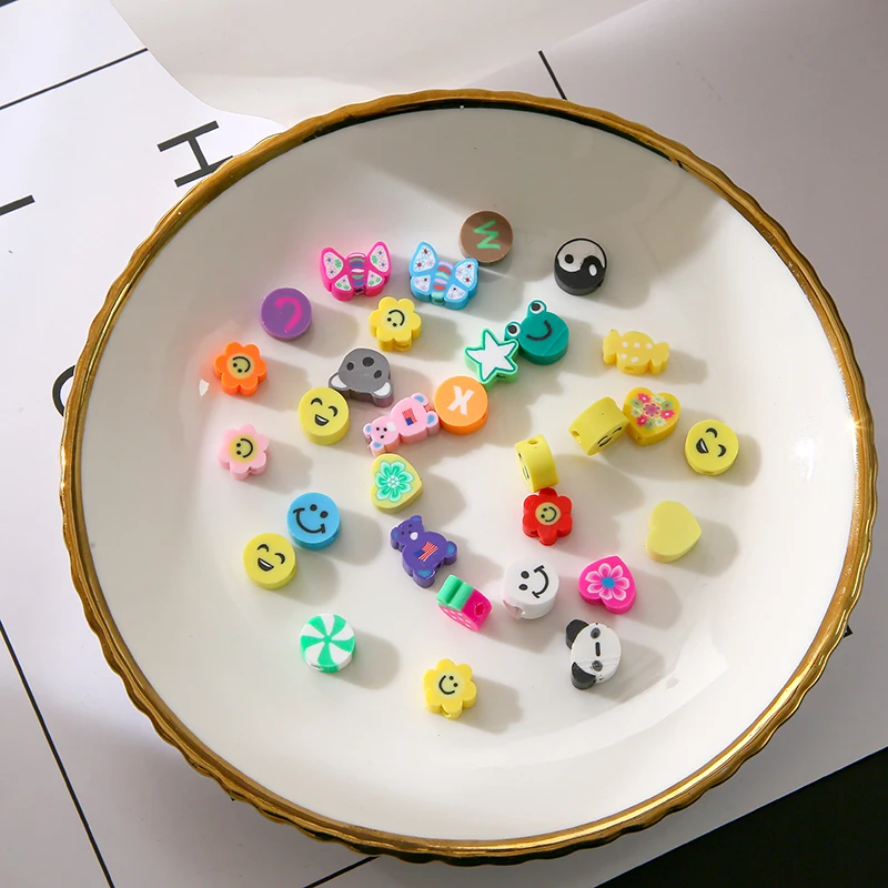 300 шт./кор. смешанный стиль смайлик цветок фрукты Полимерная глина бусины для